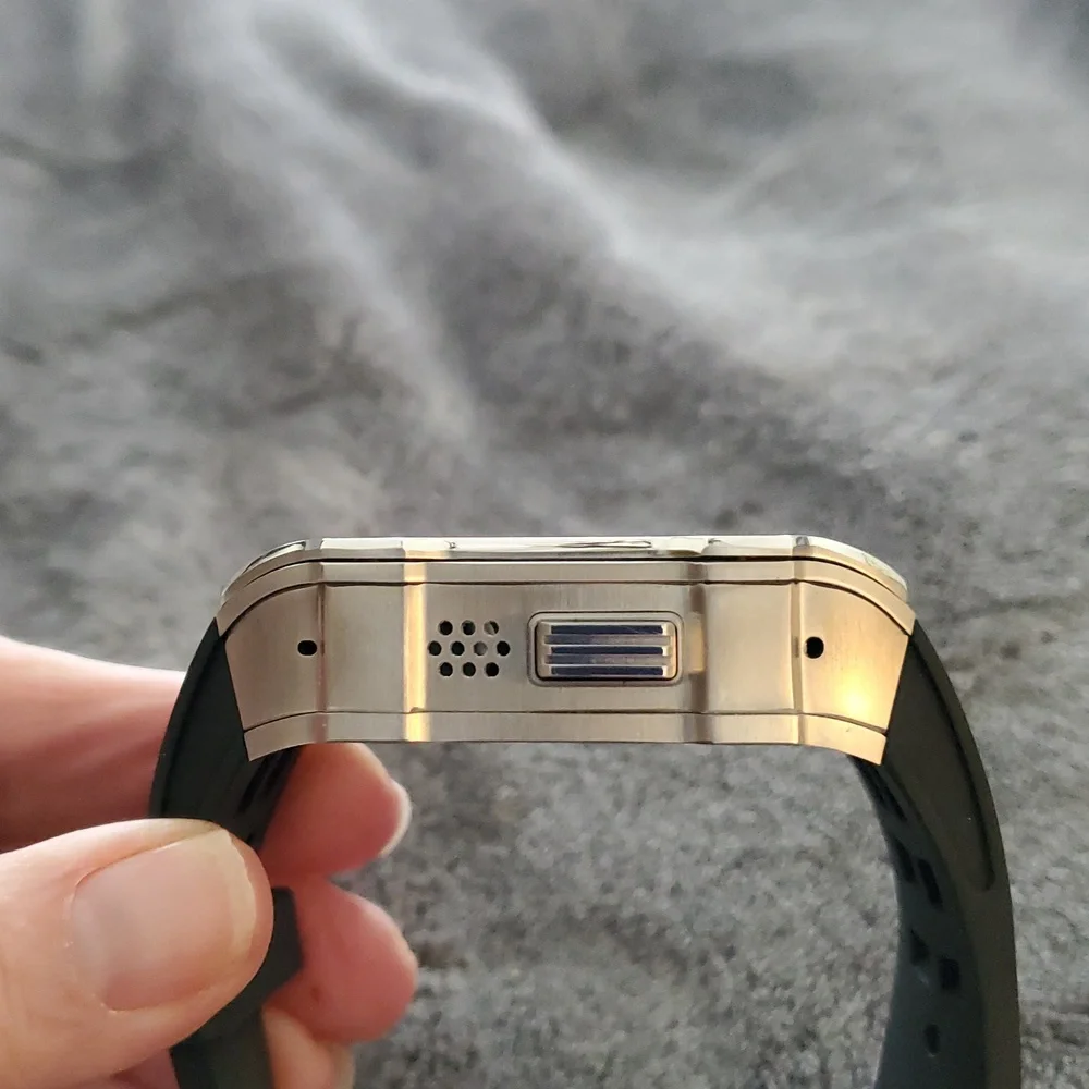 Silver and Black Smartwatch Case